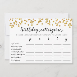 Carte de jeu Scattergories anniversaire modifiable
