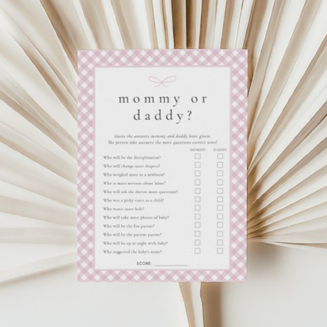 Carte de jeu Simple Pink Bow maman ou papa (Créateur téléchargé)