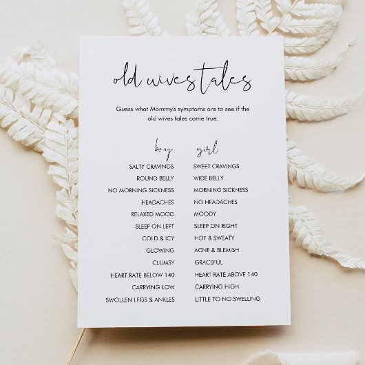 Carte de jeu STELLA Old Wives Tales Baby shower