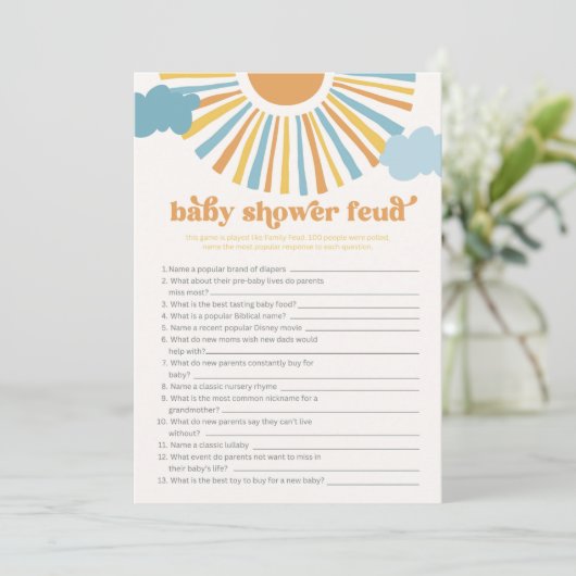 Carte de jeu Sun Baby shower Feud (Debout devant)