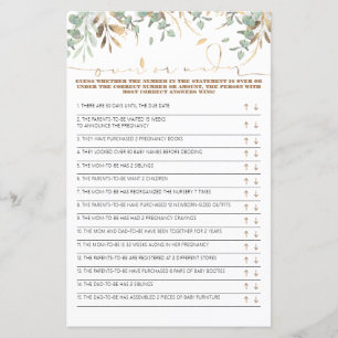 Carte de jeu supérieure ou inférieure au Baby show