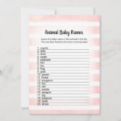 Carte de jeu Tan Bunny Pink Animal Baby Names (Devant)