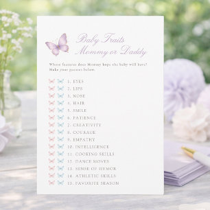 Carte de jeu Traits de bébé papillon violet sous l