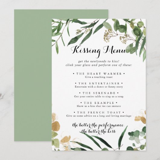 Carte de jeu Tropical Gold Green Mariage Kissing M (Devant / Derrière)