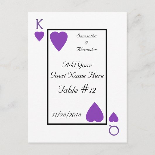 Carte de jeu violet King/Queen Table Place Cartes (Devant)