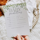 Carte de jeu Watercolor Greenery Baby Predictions