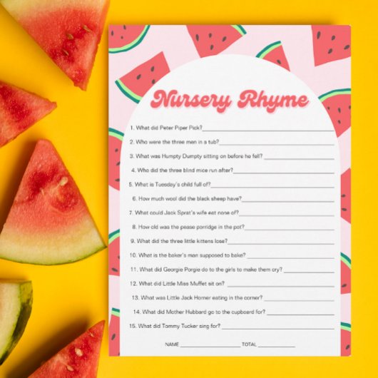 Carte de jeu Watermelon Baby shower Nursery