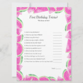 Carte de jeu Watermelon First Birthday Trivia (Devant)