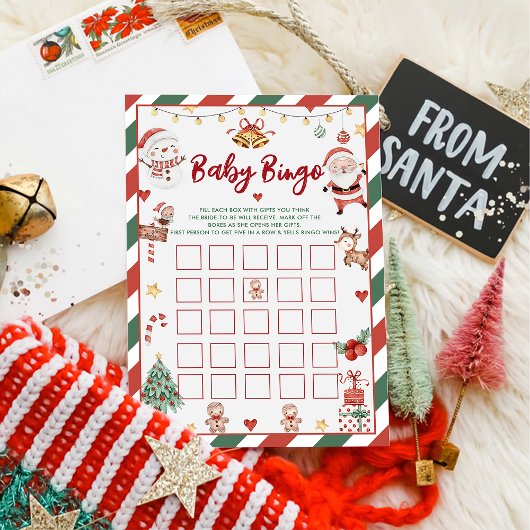 Carte de jeux de baby shower pour bébé Santa Noël 