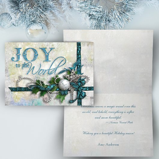 Carte de Jeweled Teal and Silver Christmas