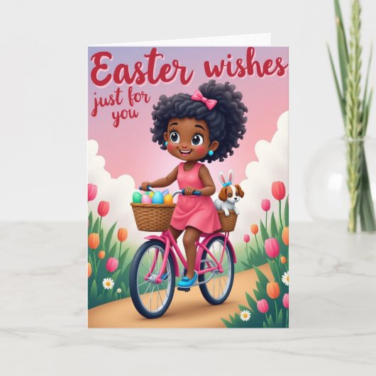 Carte de joie de Pâques à vélo rose (Devant)