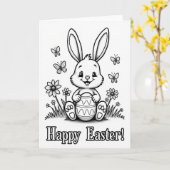 Carte de joie lapin ovoid rayé (Fleur jaune)