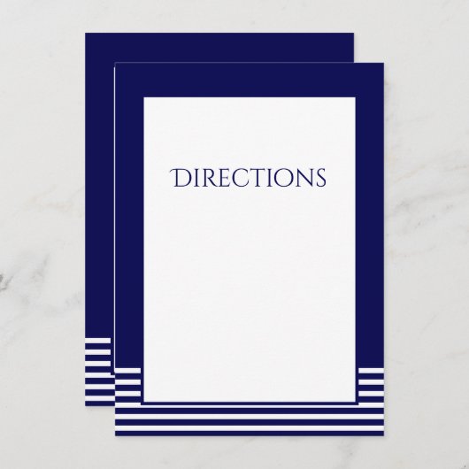 Carte de jointure rayée bleu marine et blanc - Fai (Devant / Derrière)