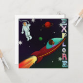 Carte de jolis astronautes de l'espace (Devant/Arrière en situation)