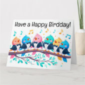 Carte De jolis oiseaux chanteurs qui chantent un très he (Devant)