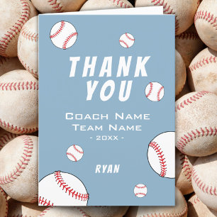 Carte de joueur de baseball Coach Blue Merci
