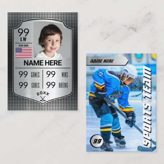 Carte de joueur de hockey Pro Shield Hockey (Devant / Derrière)