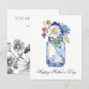 Carte de jour Budget Watercolor Floral Jar Mothers