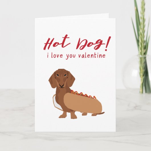 Carte de jour Dachshund Hot Dog Valentines drôle (Devant)
