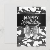 Carte de Jour d'Anniversaire White Camo & Bow (Devant / Derrière)