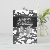 Carte de Jour d'Anniversaire White Camo & Bow (Debout devant)