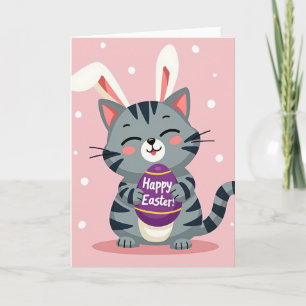 Carte de Jour de Bonheur de Chat Lapin