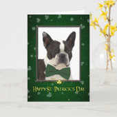 Carte de jour de Boston Terrier St Patrick (Fleur jaune)