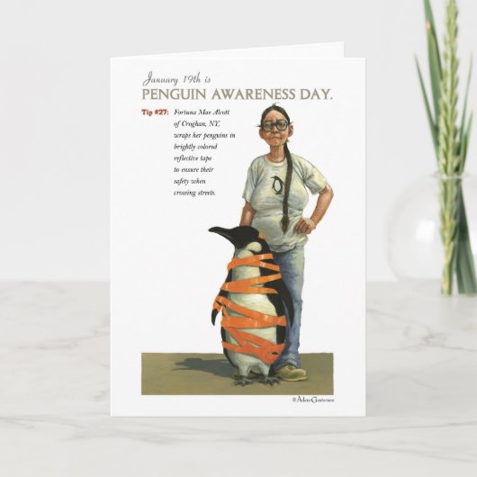 Carte de jour de conscience de pingouin (Devant)