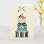 Carte de Jour de Fête de Gâteau (Fleur jaune)