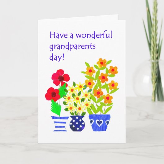Carte de jour de grands-parents - flower power (Devant)