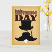 Carte de jour de Groundhog de moustache de (Fleur jaune)