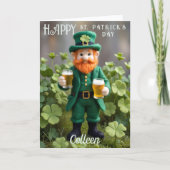 Carte de jour de la bière Cute Leprechaun St Patri (Devant)