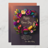 Carte de jour de la couronne florale de couleurs v (Devant / Derrière)