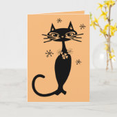 CARTE DE JOUR DE LA MÈRE CHAT NOIR CUTE (Fleur jaune)