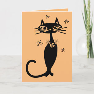 CARTE DE JOUR DE LA MÈRE CHAT NOIR CUTE