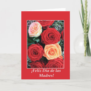 carte de jour de la mère rouge rose bouquet espagn