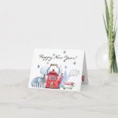 Carte de Jour de l'An Whimsy Teapot sur 3 côtés (Devant)