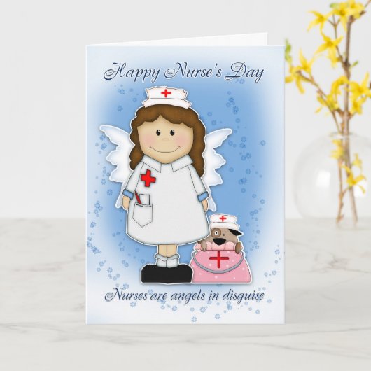 Carte de jour de l'infirmière - Les anges déguisés (Fleur jaune)