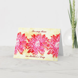 Carte de jour de mère chrysanthème rose