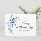 carte de jour de mère joyeuse à fleurs bleues (Debout devant)