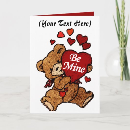 Carte de jour de Saint Valentin, ours en peluche,  (Devant)