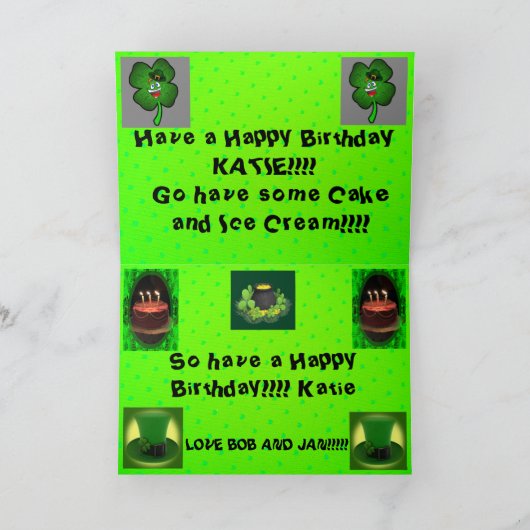 Carte de jour de salutation de la Saint-Patrick (Intérieur)