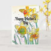 Carte de jour des mères florales de jonquille d'aq (Fleur jaune)