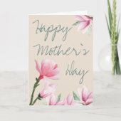 Carte de jour des mères manuscrites rose Magnolia (Devant)