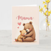 Carte de Jour des Mères Ourse Hugs (Fleur jaune)