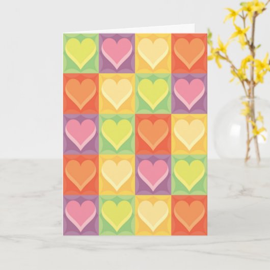 Carte de jour des mères Patchwork Hearts (Fleur jaune)