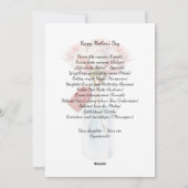 Carte de jour des mères roses florales (Dos)