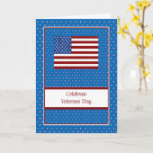 Carte de Jour des Vétérans avec drapeau et étoiles (Fleur jaune)