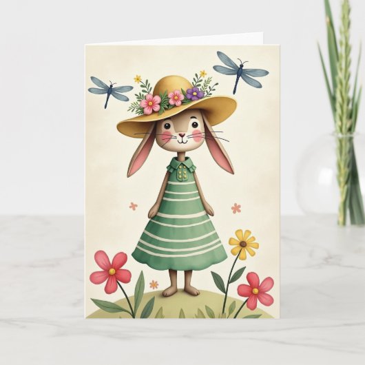 Carte de Jour d'Été Bunny Blooms (Devant)