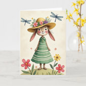Carte de Jour d'Été Bunny Blooms (Fleur jaune)